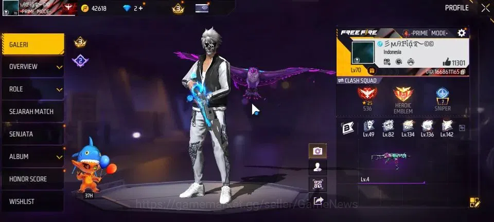 Free Fire Accounts Indonesia |M1887 Sterling Conqueror Lv 6|SCAR Mega image 2