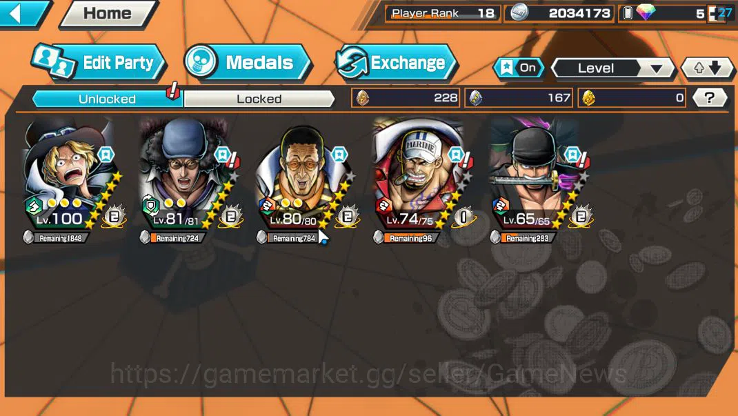 One Piece Bounty Rush Accounts Global|5 EX 1 MAX| Flame E Sabo,Blackbeard Kuzan,A image 5