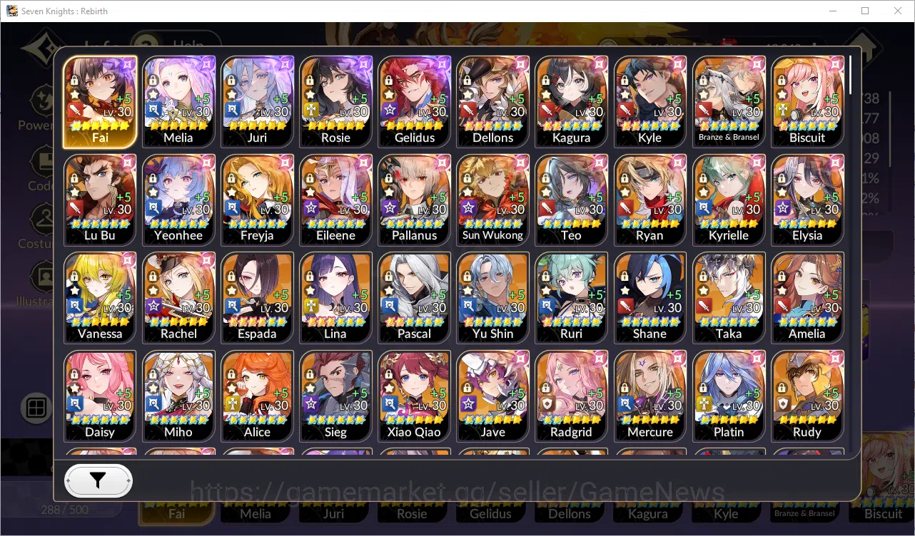 Seven Knights Re:Birth Accounts GLOBAL SEA ENDGAME| Full 5 Ex-7k + 23 TC6+(Dellons image 1