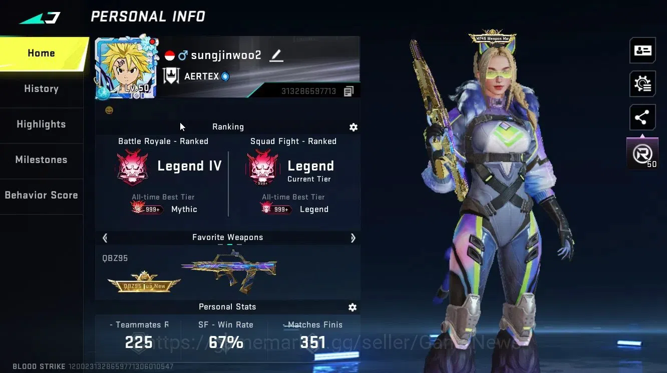Blood Strike Accounts Asia|ETERNAL [DEagle-Scorpius]|Collab BLEACH [Byak image 3