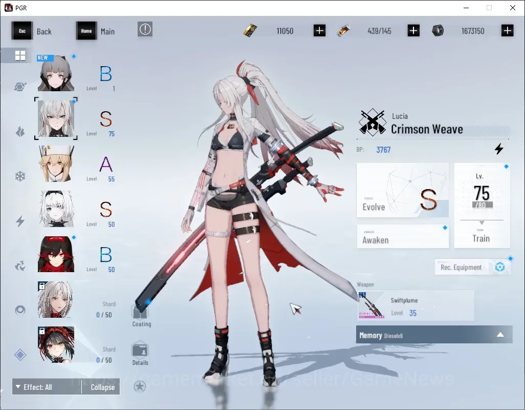Punishing: Gray Raven Accounts Mid-Game ASIA|Lv 46|11k BC|S Lucia Crimson Weave & S No 21 Feral|1 S Omniframe & 1 Wp 1