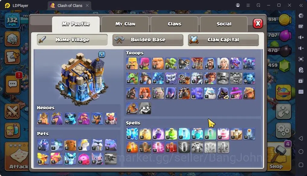Clash of Clans Accounts High-End TH 14-BH 7|LVL130|BK41,AQ32,MP30,GW30,RC29.DD12|BM20,BC16|31Legend skin & 3 Gold|Gem 2