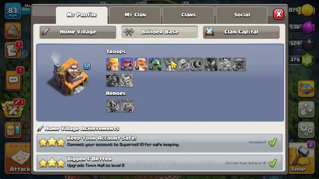 Clash of Clans Accounts TH 16 - BH 4|LV 83|HH 9|BK 35,AQ 47,MP 34,GW 28,RC image 6