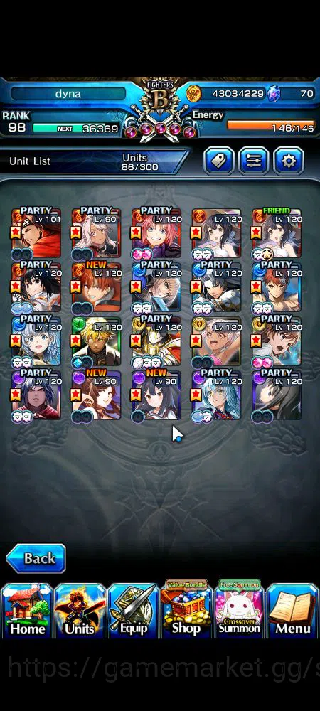Grand Summoners Accounts End-Game Global|Rank 98|20 Ascend|RoyTW,BetaTW,S 3