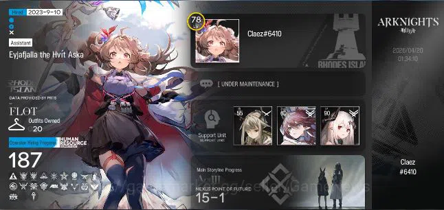Arknights Accounts Lv 78|187 OP + 20 Skin|84k Orundum|7 Limited|LTD,  image 2