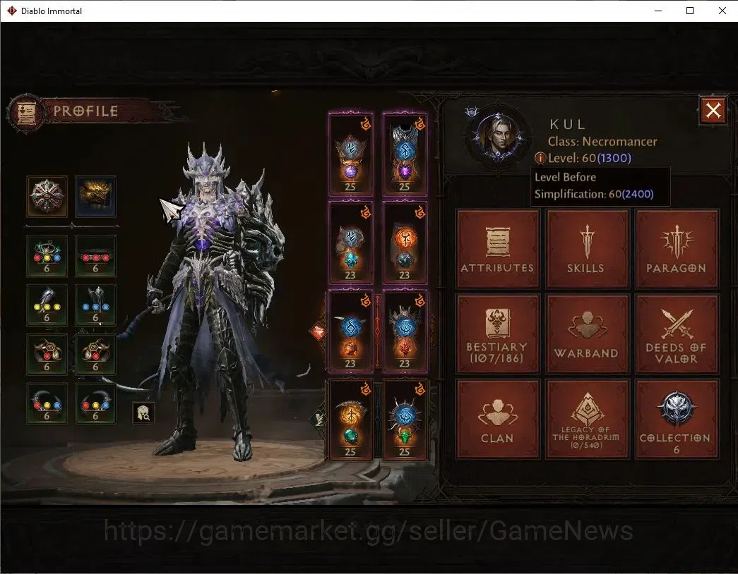 Diablo Immortal Accounts SEA - Bloodrime|CS ON|Lv60(1300)|Necromancer|CR 53 image 3