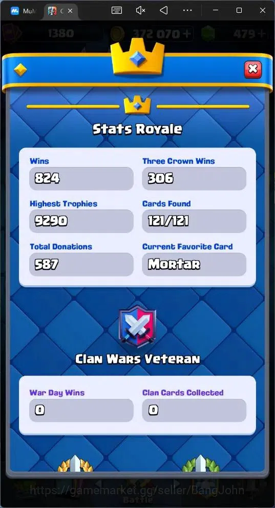 Clash Royale Accounts Global |CL 1380|KTL 13|Trophy 9061|121 Cards|8 Cha image 5
