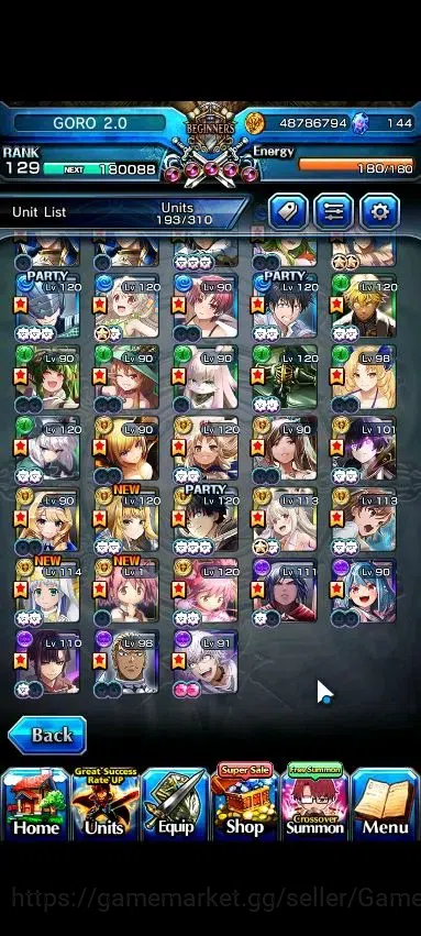 Grand Summoners Accounts Global|Rank 129|35 Ascend 18 TW|(3x Roy,Houka,S Mi image 5