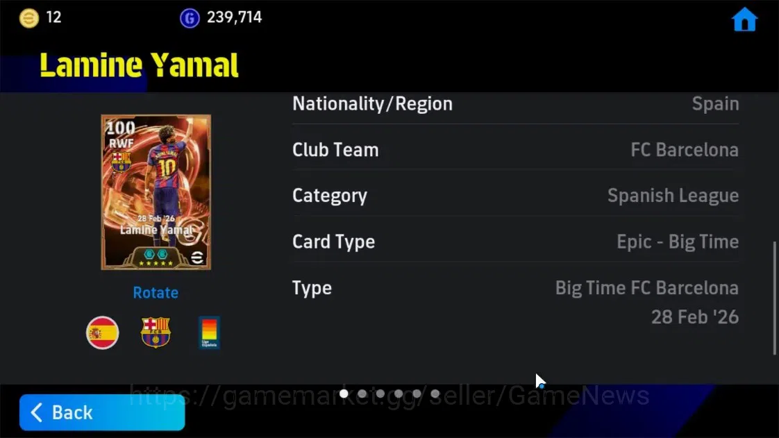 eFootball Accounts Legends & Iconic Players Android|Epic-BigTime Lamine Yamal, Epic Didier Drogba, Ronaldinho Gaucho, Albert 10