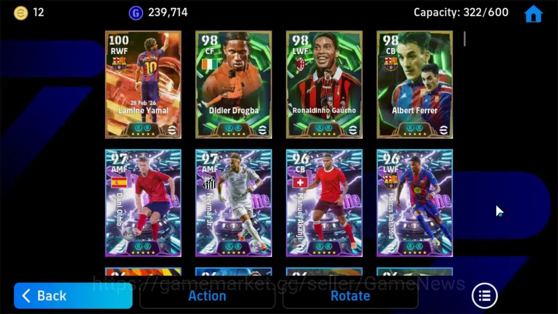 eFootball Accounts Legends & Iconic Players Android|Epic-BigTime Lamine Yamal, Epic Didier Drogba, Ronaldinho Gaucho, Albert 5