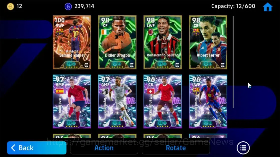 eFootball Accounts Legends & Iconic Players Android|Epic-BigTime Lamine Yamal, Epic Didier Drogba, Ronaldinho Gaucho, Albert 8