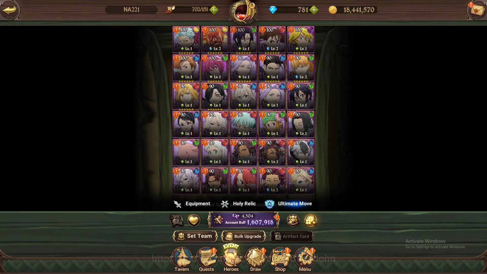 The Seven Deadly Sins: Grand Cross Accounts Others GLOBAL|1.6M CC|LS 100+DM 781| UR Salos, Mael, DK Meliodas,etc|check 5