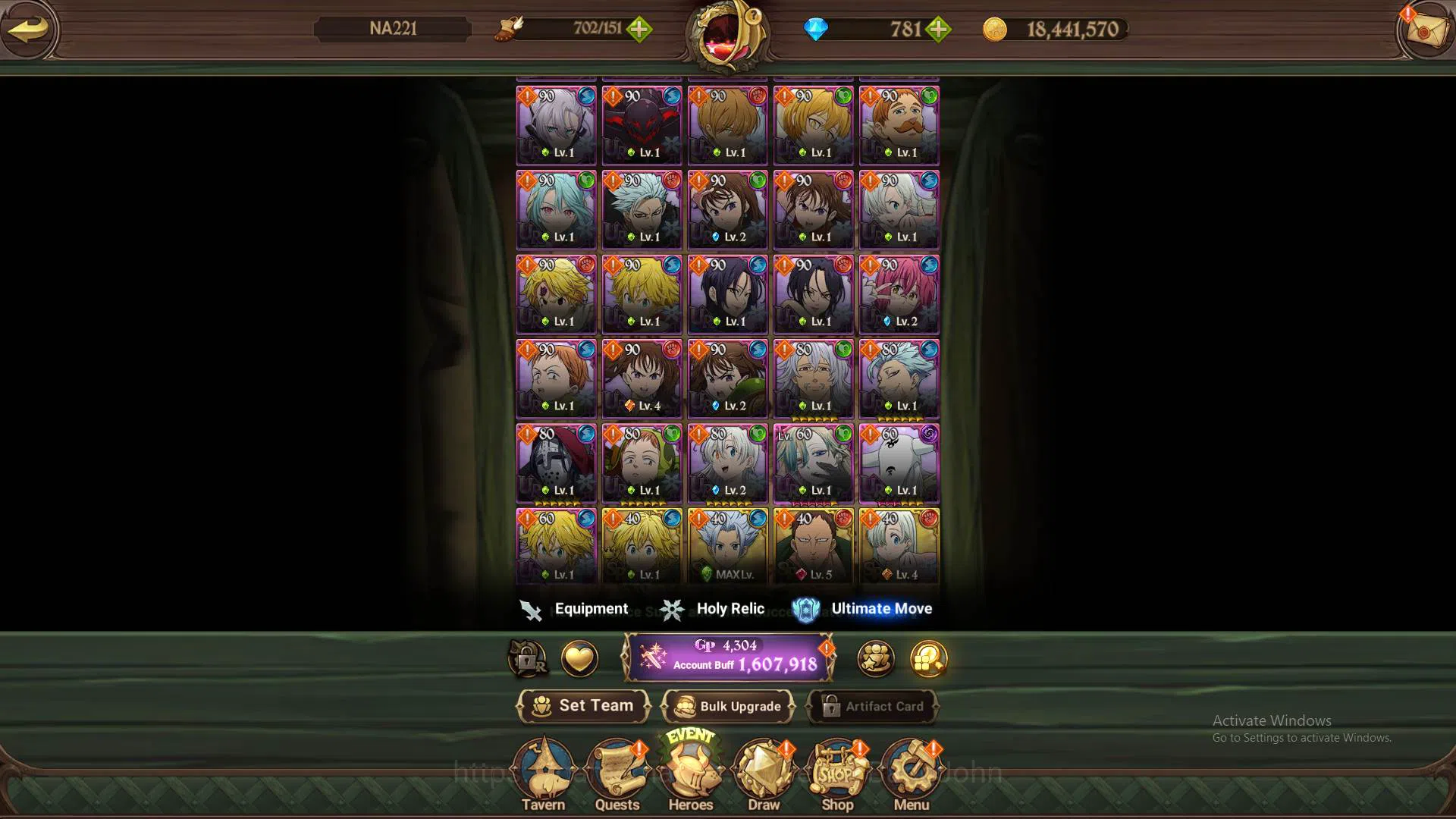 The Seven Deadly Sins: Grand Cross Accounts Others GLOBAL|1.6M CC|LS 100+DM 781| UR Salos, Mael, DK Meliodas,etc|check 6