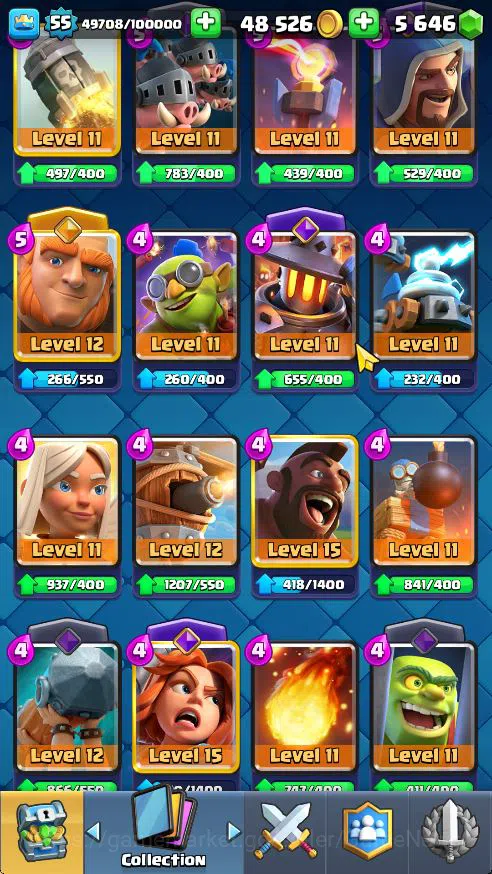 Clash Royale Accounts Midgame Lv 55|Trophy 10500|KTL 15|Limited Skin|Card 121| 1 Hero 14 EVO 8 Champ 21 Legendary 33 Epic 30 10