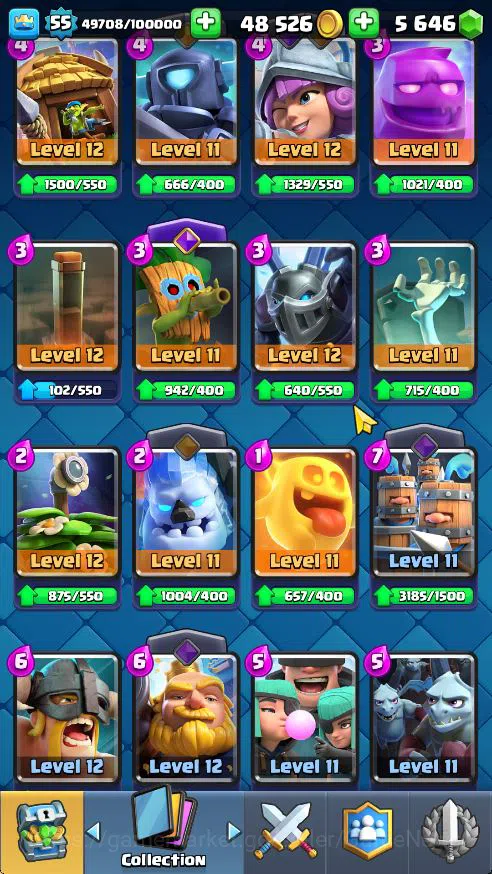 Clash Royale Accounts Midgame Lv 55|Trophy 10500|KTL 15|Limited Skin|Card 121| 1 Hero 14 EVO 8 Champ 21 Legendary 33 Epic 30 11