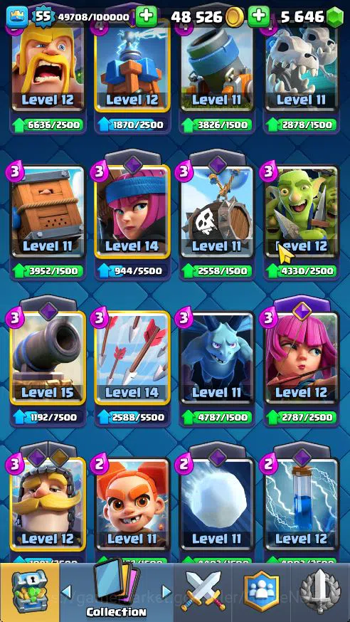 Clash Royale Accounts Midgame Lv 55|Trophy 10500|KTL 15|Limited Skin|Card 121| 1 Hero 14 EVO 8 Champ 21 Legendary 33 Epic 30 12