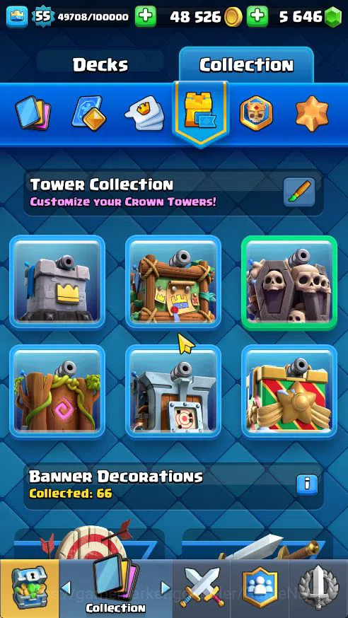 Clash Royale Accounts Midgame Lv 55|Trophy 10500|KTL 15|Limited Skin|Card 121| 1 Hero 14 EVO 8 Champ 21 Legendary 33 Epic 30 16