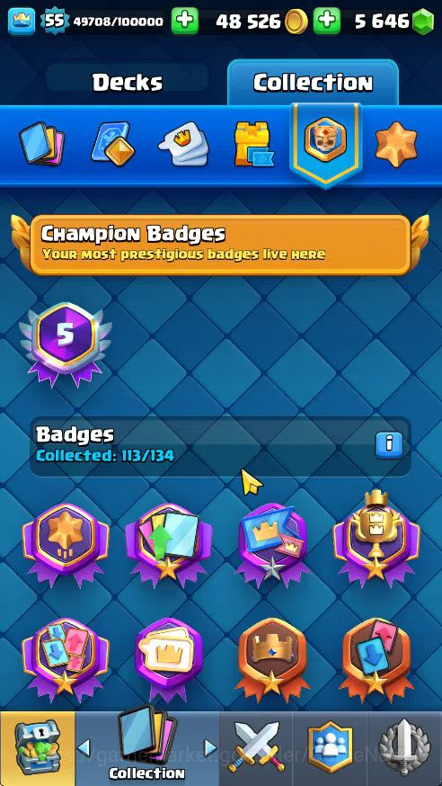 Clash Royale Accounts Midgame Lv 55|Trophy 10500|KTL 15|Limited Skin|Card 121| 1 Hero 14 EVO 8 Champ 21 Legendary 33 Epic 30 17