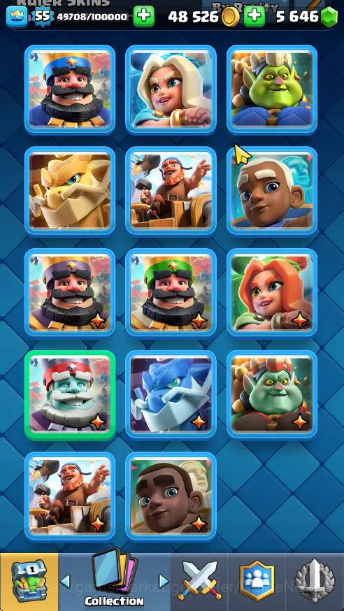 Clash Royale Accounts Midgame Lv 55|Trophy 10500|KTL 15|Limited Skin|Card 121| 1 Hero 14 EVO 8 Champ 21 Legendary 33 Epic 30 19