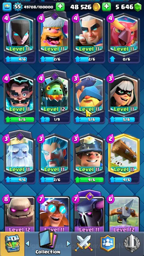 Clash Royale Accounts Midgame Lv 55|Trophy 10500|KTL 15|Limited Skin|Card 121| 1 Hero 14 EVO 8 Champ 21 Legendary 33 Epic 30 7