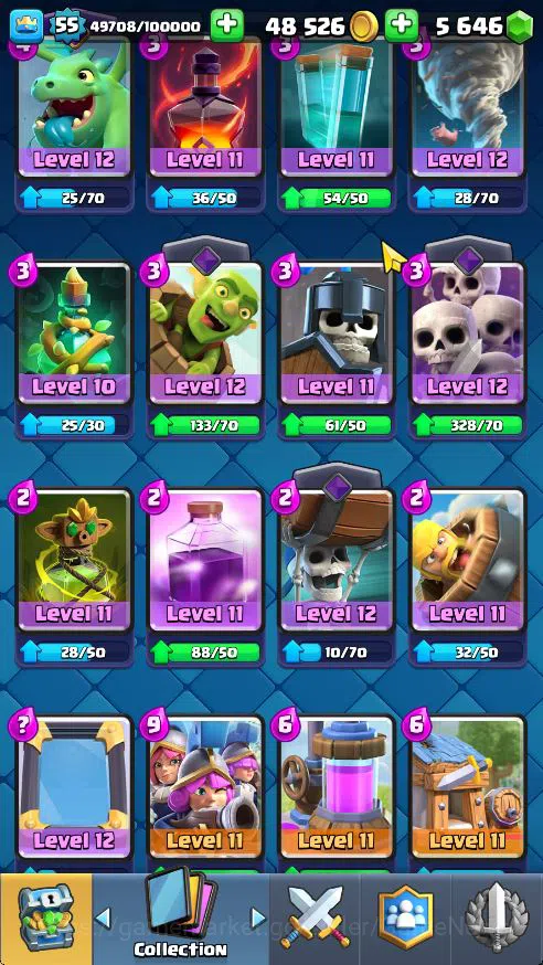 Clash Royale Accounts Midgame Lv 55|Trophy 10500|KTL 15|Limited Skin|Card 121| 1 Hero 14 EVO 8 Champ 21 Legendary 33 Epic 30 9