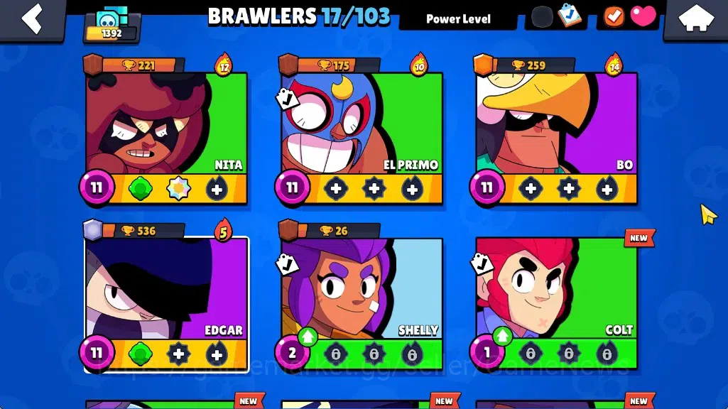 Brawl Stars Accounts 1392 Trophy|17 Brawlers 4 Max [Edgar,Bo,El Primo,N image 7