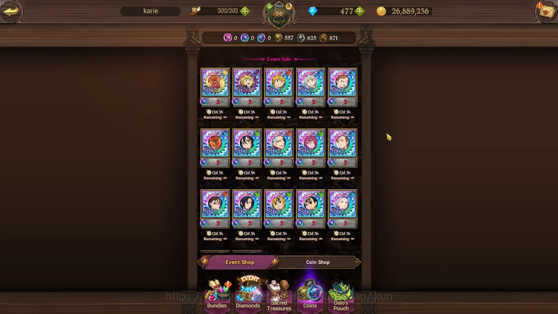 The Seven Deadly Sins: Grand Cross Accounts Global|4,5M CC|477 Gems|1 LR+8 UR+Many Collab|Brun image 14