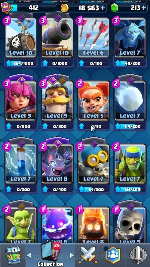 Clash Royale Accounts High-End Lv 412|KTL 10|Trophy 3049|Card 50/121|1 Hero,3 EVO|2 MAX 10 Epic,17 Rare,21 Common|Gems 10