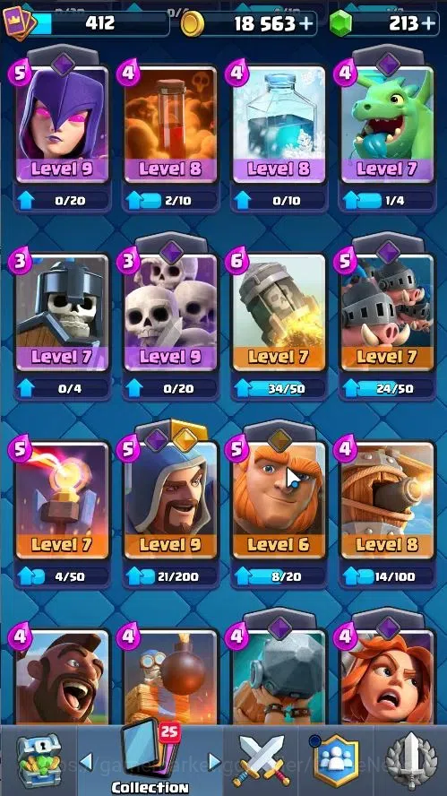 Clash Royale Accounts High-End Lv 412|KTL 10|Trophy 3049|Card 50/121|1 Hero,3 EVO|2 MAX 10 Epic,17 Rare,21 Common|Gems 8