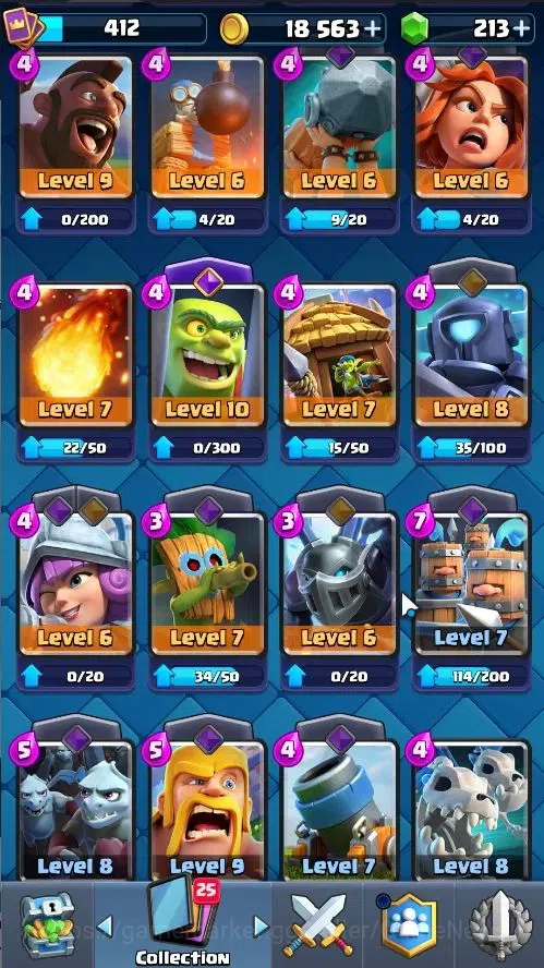 Clash Royale Accounts High-End Lv 412|KTL 10|Trophy 3049|Card 50/121|1 Hero,3 EVO|2 MAX 10 Epic,17 Rare,21 Common|Gems 9