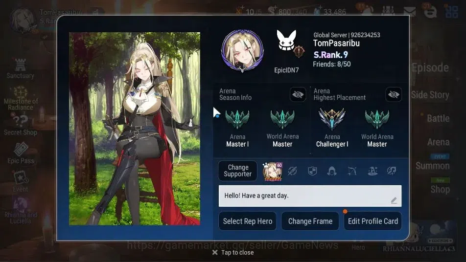 Epic Seven Accounts GLOBAL Unverif|21ML(LOTScales,BArunka,GenRas,RueLi image 2