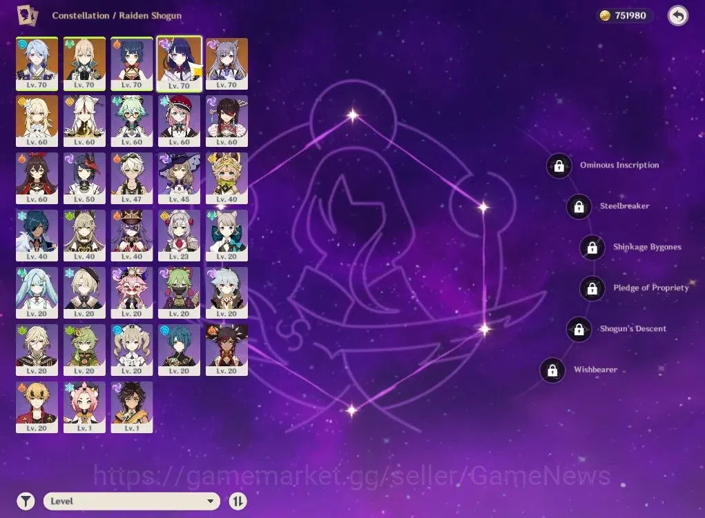 Genshin Impact Accounts ASIA|AR47|2Limited+1(*5Weapon)|Raiden,Ayato,Jean,K image 4
