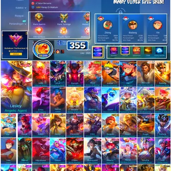 Mobile Legends: Bang Bang Accounts #4430 355 Skins | Lesley Angelic Agent (LEGEND) | Miya Modena Butterfly (LEGEND) | Valir