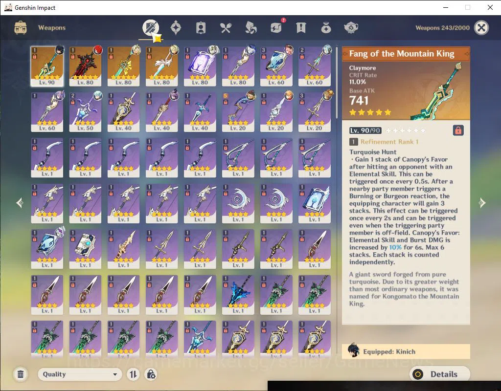 Genshin Impact Accounts Asia|AR 55| 6 Limited +4(*5Weapon)| (Kinich C4+Sig image 5