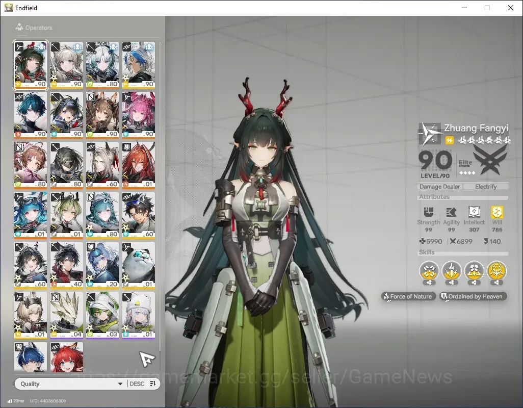 Arknights: Endfield Accounts ASIA|Lv 59|11 SSR 6 Limit + 18(*6Weapon)|(Fangyi P1,Camille,Yvonne 1