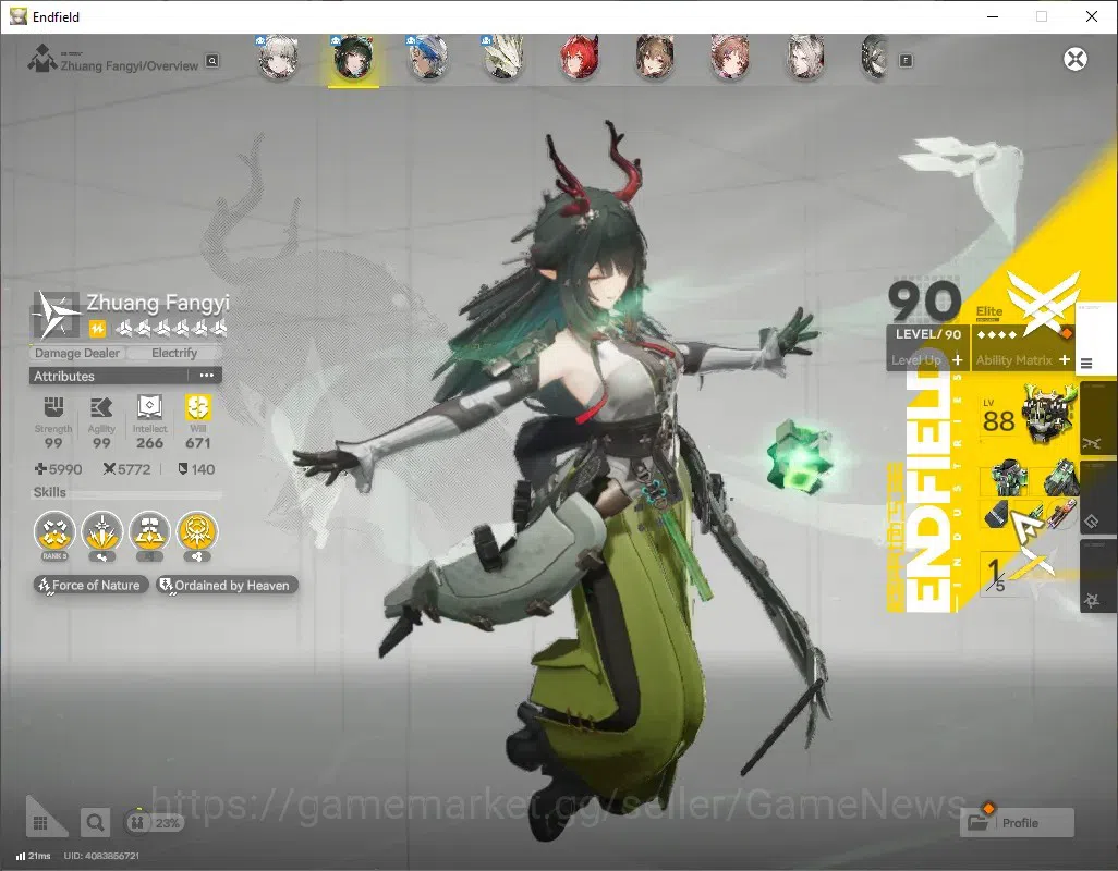 Arknights: Endfield Accounts ASIA|Lv 57|8 SSR (4 Limited) + 12 (*6 Weapon)|[Fangyi P1,Laevatain]+Sign,MiFu,Gilberta|12k 2