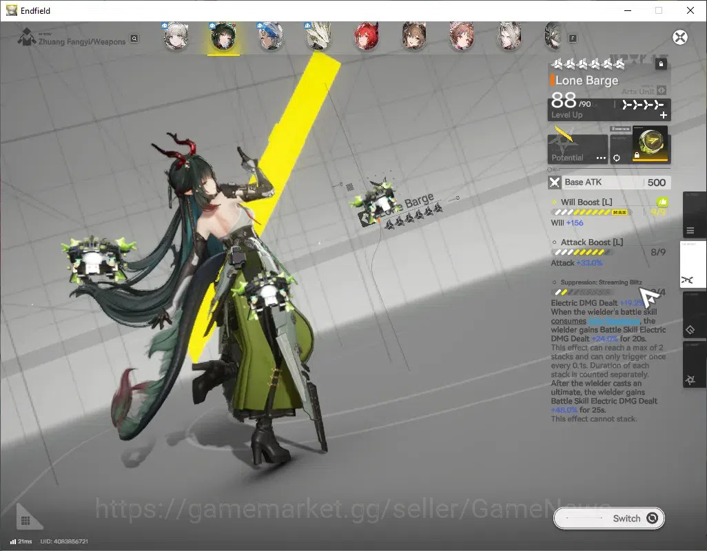 Arknights: Endfield Accounts ASIA|Lv 57|8 SSR (4 Limited) + 12 (*6 Weapon)|[Fangyi P1,Laevatain]+Sign,MiFu,Gilberta|12k 3