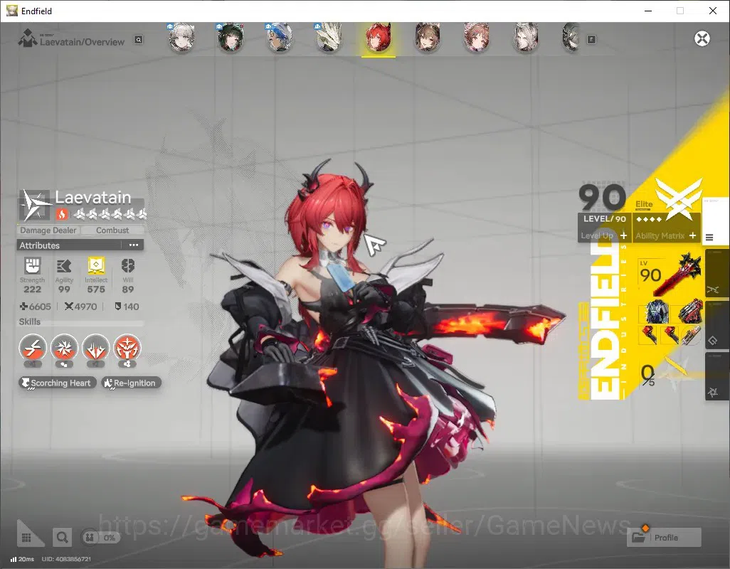 Arknights: Endfield Accounts ASIA|Lv 57|8 SSR (4 Limited) + 12 (*6 Weapon)|[Fangyi P1,Laevatain]+Sign,MiFu,Gilberta|12k 6
