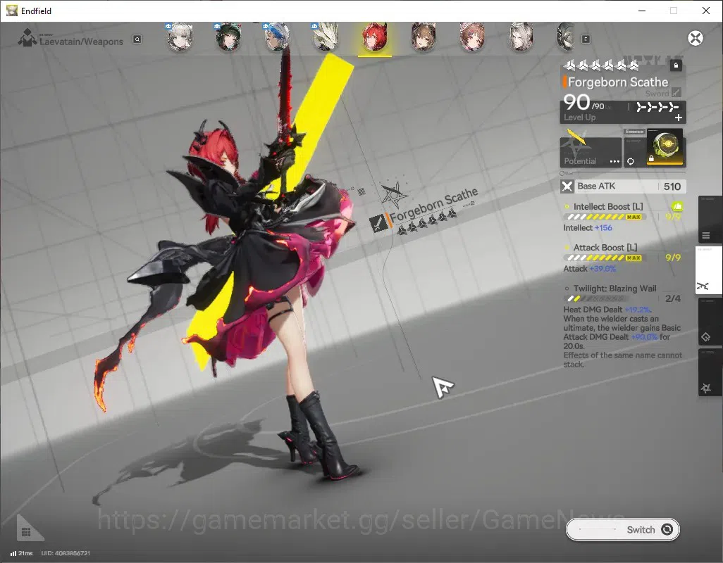 Arknights: Endfield Accounts ASIA|Lv 57|8 SSR (4 Limited) + 12 (*6 Weapon)|[Fangyi P1,Laevatain]+Sign,MiFu,Gilberta|12k 7