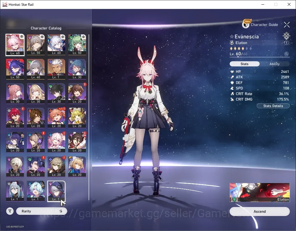 Honkai Star Rail Accounts Others Asia|TL 43|1 Prem Team|5 Limited|Evanescia,YaoGuang,Huohuo,Acheron & Archer|Female 1