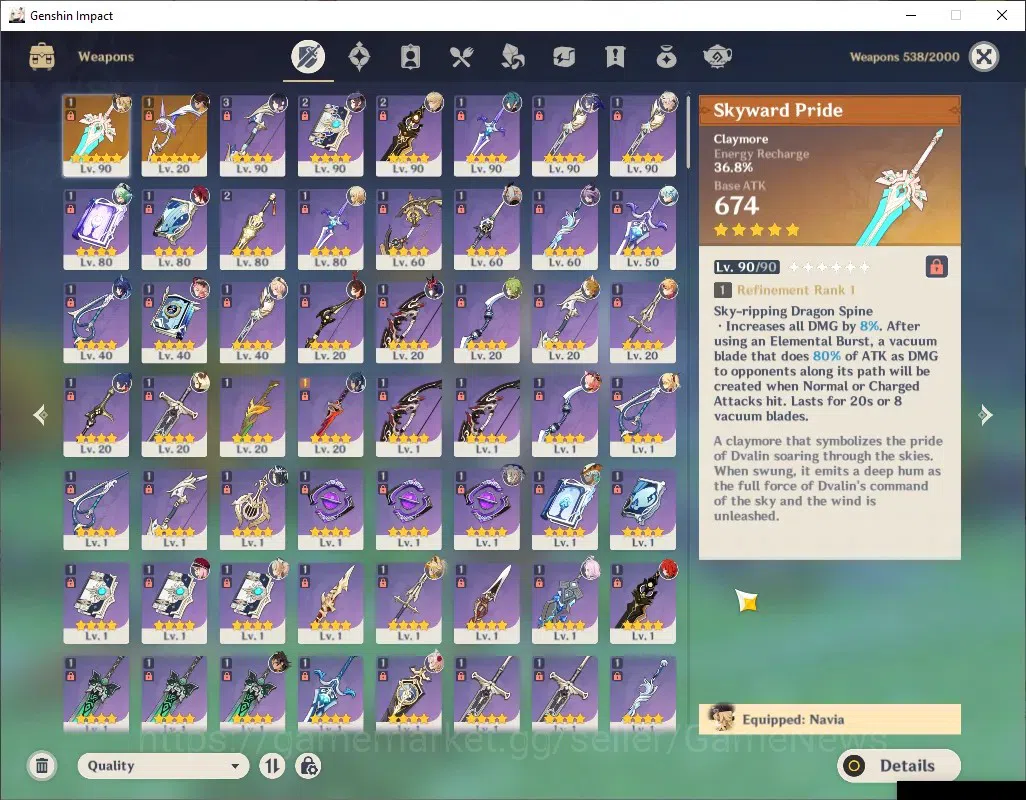 Genshin Impact Accounts ASIA|AR 56|5 Limited + 2 (*5Weapon)|Skirk,Varka,Na image 3