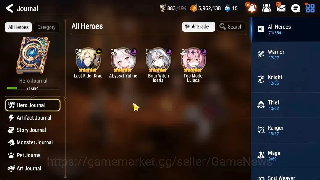 Epic Seven Accounts Limited Hero GLOBAL UnVerif|NewEra|4 ML(LR krau,Abyssal yufine,BW iseria,TM Luluca 1