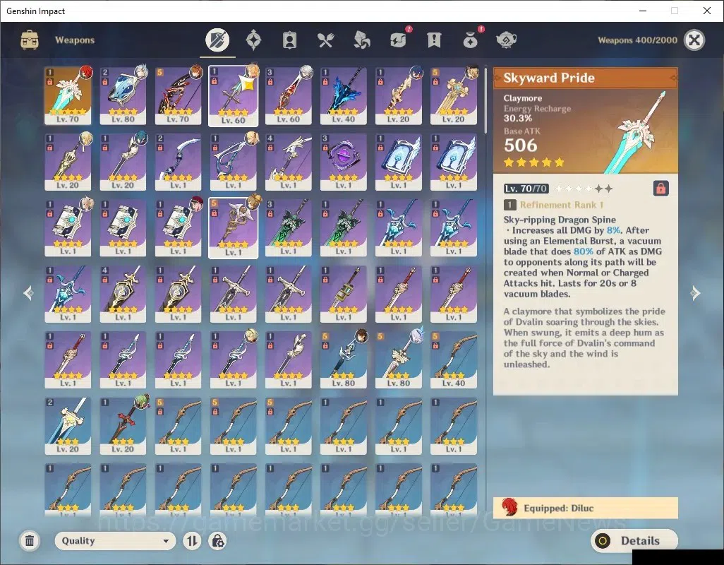 Genshin Impact Accounts Asia|AR54 | 7 Limited+1(*5WP) | Skirk,Neuvilette,Z image 5