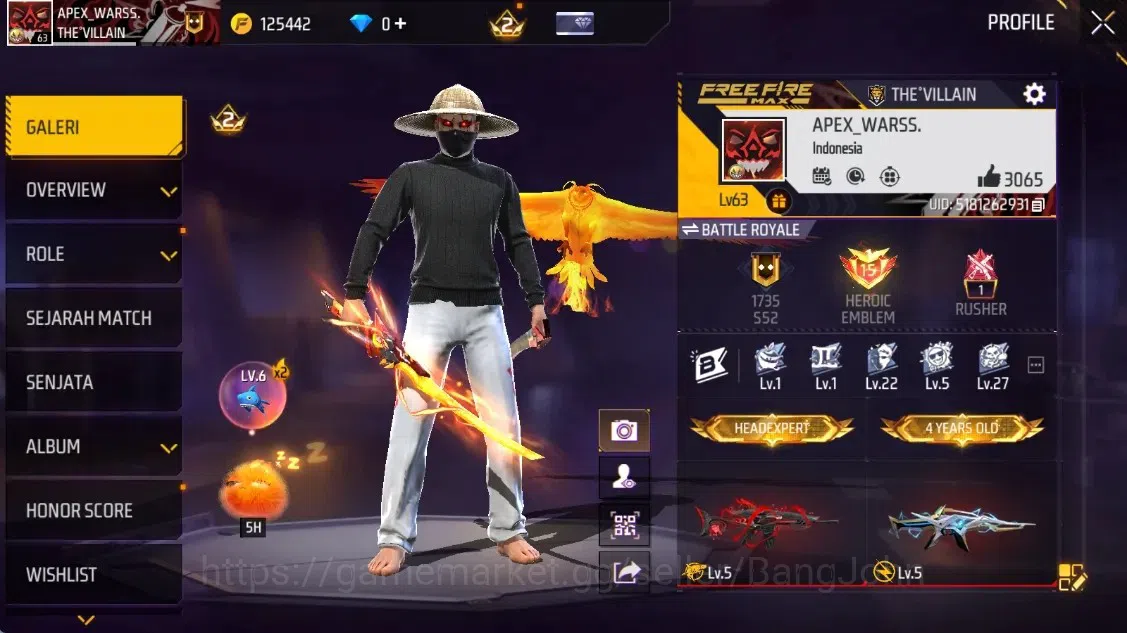 Free Fire Accounts Indonesia|M1887-MambaGnaw&Bunny'sOrder|2 Evo:Scar-MegalodonAlpha&XM8-DestinyGuardian|BunnyBackpack|Check 1