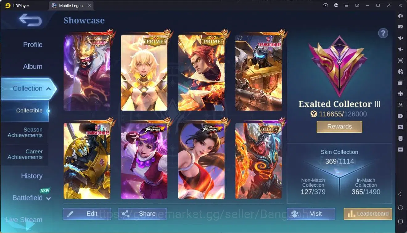 Mobile Legends: Bang Bang Accounts Global|Hero 133|Skin 369|Exalted|Legend Franco|Pri image 2