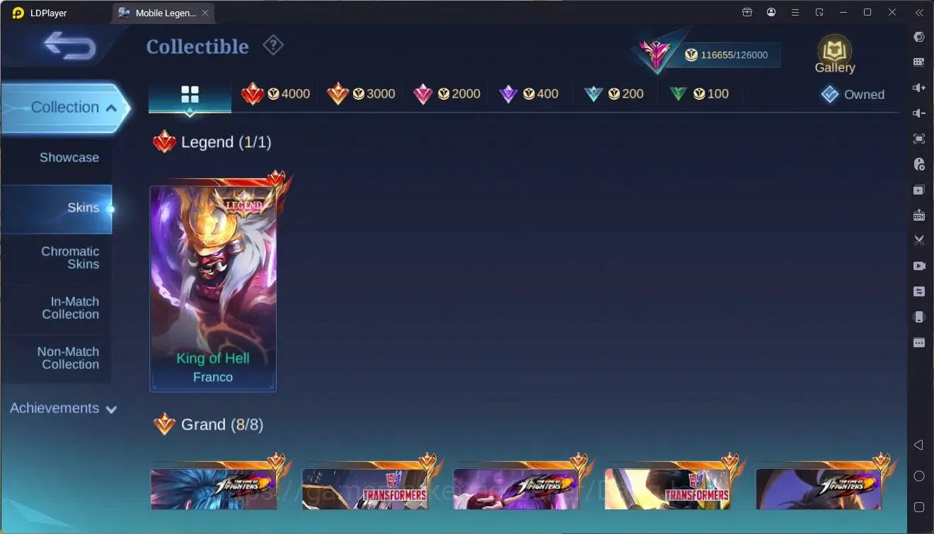 Mobile Legends: Bang Bang Accounts Global|Hero 133|Skin 369|Exalted|Legend Franco|Pri image 7