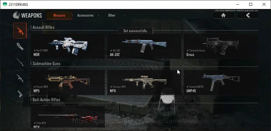 Arena Breakout Accounts Starter [MOBILE] Lv30|SV 27M|CV 10M|MPX Contour,MP5 Forest,DT MOR Koi,Etc|Gear Skin|CN 4
