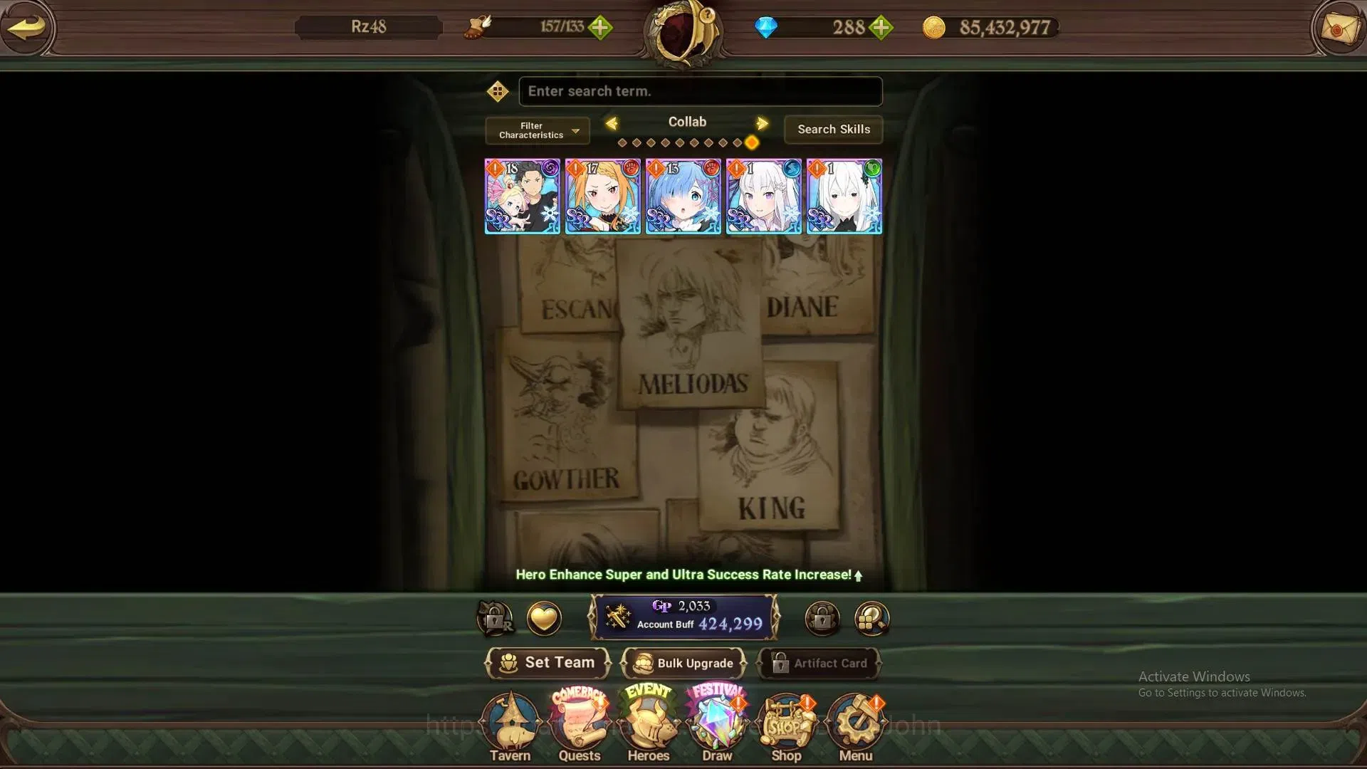 The Seven Deadly Sins: Grand Cross Accounts Global | 424K CC | 288 DM | UR Demon King Meliodas image 4