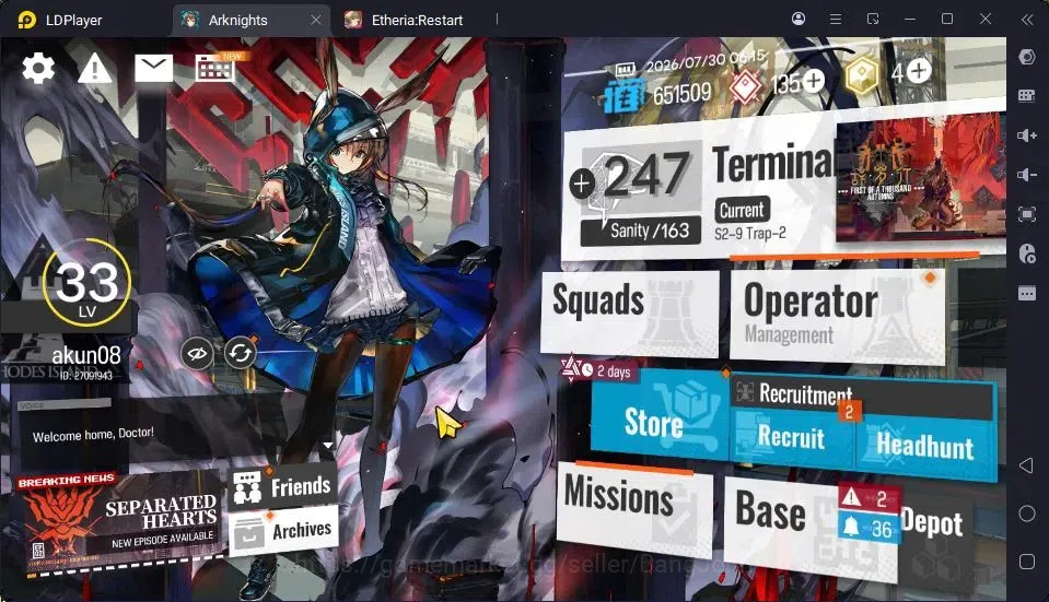 Arknights Accounts Mid-Tier Global |Lv.33|2 Alter + 3 STD Char|Ch'en Dawnstreak,Hibiscus 1