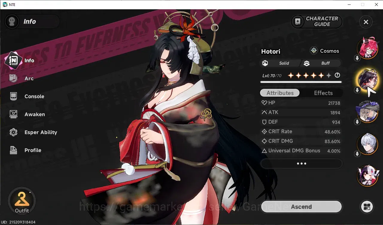 Neverness to Everness Accounts GLOBAL SEA|HL 45|TL 29|10 SSR+4 Limited([Lacrimosa image 2